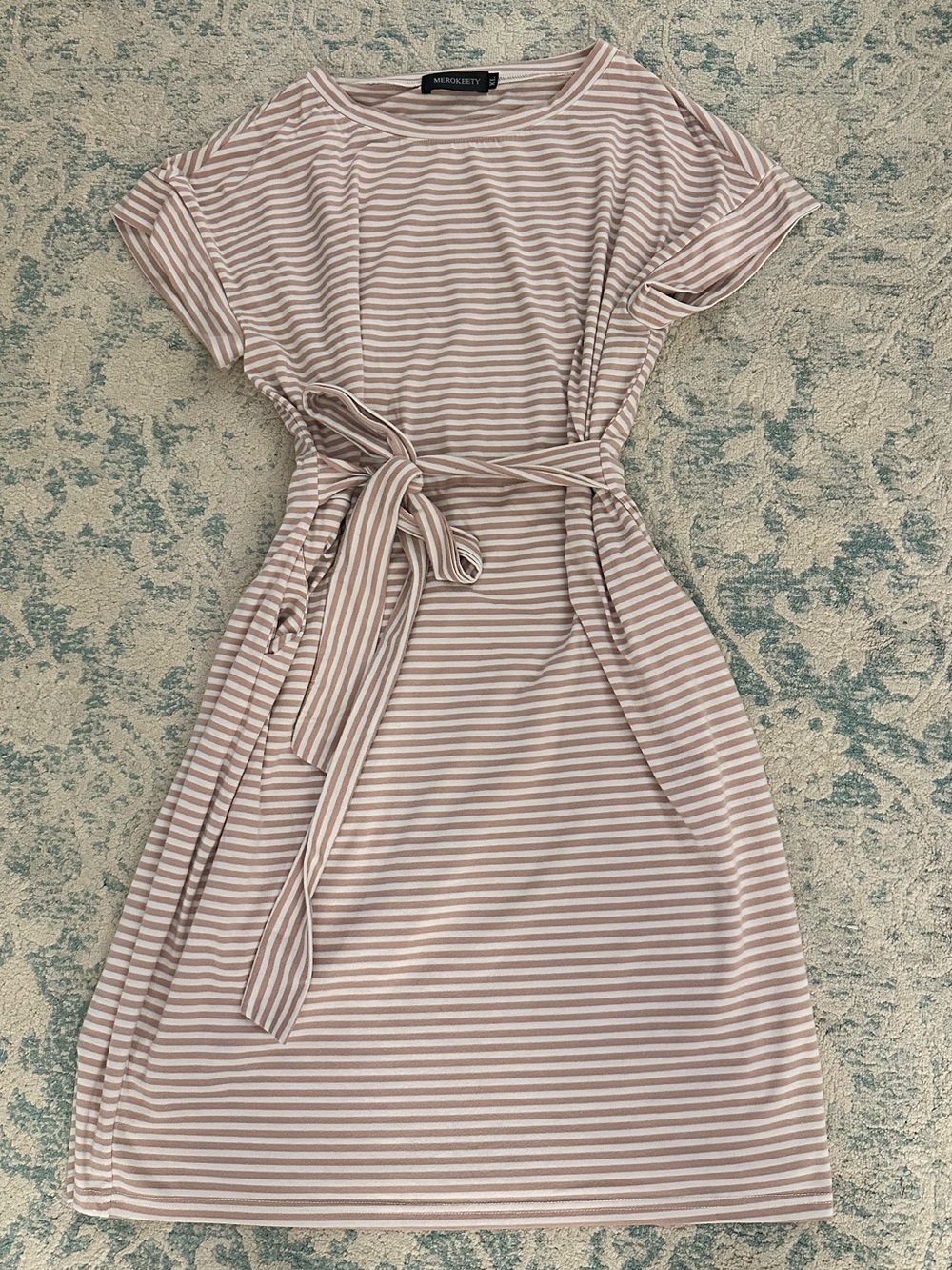 Striped Tie-Waist Midi Dress in Blush by Madewell